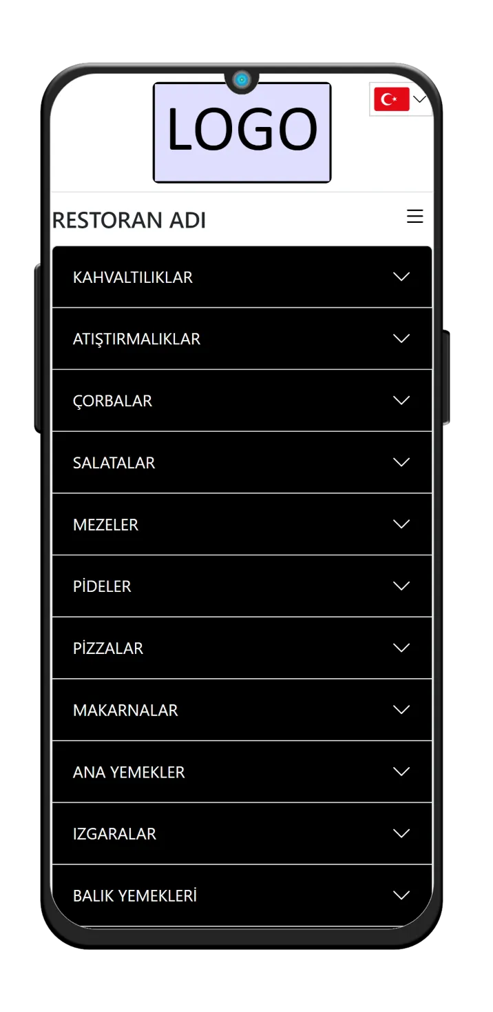 Akordiyon menü mobil önizleme