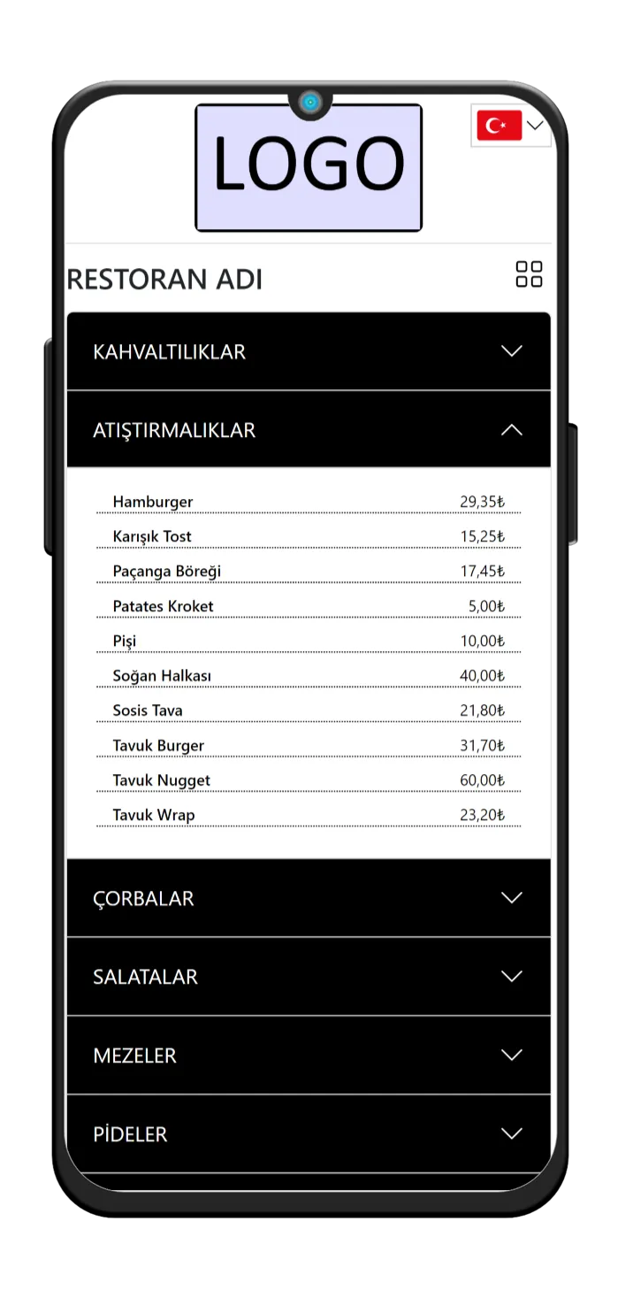 Akordiyon menü mobil önizleme resimsiz detay