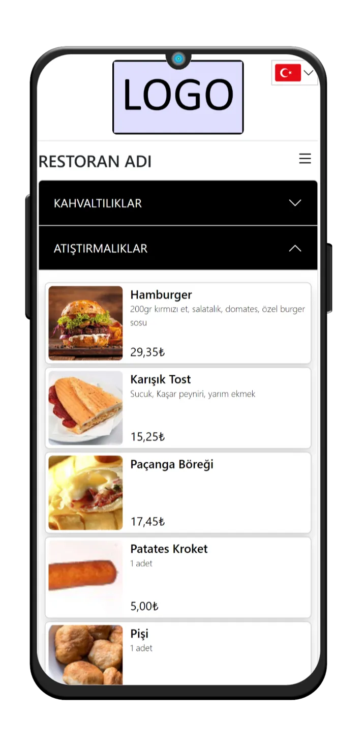 Akordiyon menü mobil önizleme detay